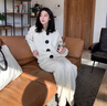 DGOV南瓜橘色翻領(lǐng)針織衫女毛衣外套女秋季法式復(fù)古感寬松歐貨外套 桔紅色 S (85-105斤) 曬單實(shí)拍圖