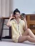衣品元撞色格子云朵棉短袖短褲2025新款高顏值休閑可愛可外穿家居服套裝 黃白格子 L 【短袖+短褲】（95斤-115斤） 曬單實拍圖