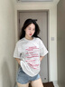 妙奕嘉印花白色短袖女夏季衣服新款潮流t恤上衣顯瘦遮肚子洋氣高級感 紅色字母印花圓領(lǐng)短袖【白色】 M 【建議95-105斤】 曬單實(shí)拍圖