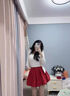 冶芷紅色蓬蓬花苞裙女夏薄款高腰防走光半身裙小個子a字百褶短裙 復(fù)古紅色花苞短裙 L 曬單實(shí)拍圖
