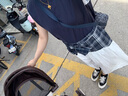 BASIC HOUSE/百家好復(fù)古撞色格子蕾絲拼接連衣裙女2025夏顯瘦長裙 藏青色 M 曬單實拍圖
