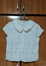 ELLE KIDS夏季女童法式度假風(fēng)娃娃領(lǐng)提花優(yōu)雅透氣休閑短袖襯衫上衣 曬單實(shí)拍圖