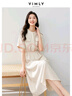 梵希蔓休閑通勤連衣裙女2025夏季工裝風(fēng)收腰顯瘦圓領(lǐng)裙子 淺卡其色  S 曬單實(shí)拍圖