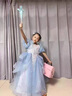 思妙星女童藍(lán)色晚禮服兒童生日公主裙花童婚紗小女孩主持人鋼琴演出服夏 藍(lán)色 120 曬單實(shí)拍圖