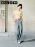 蕉內(nèi)非常褲505Regular女士牛仔長(zhǎng)褲子直筒闊腿顯腿長(zhǎng) 牛仔淺藍(lán) S 曬單實(shí)拍圖