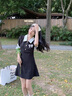 JIOESC2025新款茶歇法式氣質(zhì)小個(gè)子黑色polo領(lǐng)連衣裙子女裝夏季a字短裙 55/60kg/L 曬單實(shí)拍圖