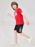 阿迪達(dá)斯 （adidas）新款兒童T恤兒童短袖+短褲套裝 紅/白+黑短褲  128  曬單實(shí)拍圖