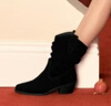 TOOMANYSHOES吳昕同款顯瘦美拉德堆堆靴女 秋日記憶 （尖頭款）黑色反絨 35 曬單實拍圖
