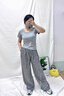 愛麥依藍(lán)色格子褲女夏季薄款2025新款高腰垂感休閑山本褲直筒遛彎闊腿褲 黑色【夏季甄選款】 常規(guī) M 95-105斤 曬單實(shí)拍圖