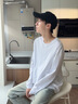 名創(chuàng)優(yōu)品（MINISO）長袖T恤男春秋款純棉圓領(lǐng)打底衫重磅男士白色大碼寬松休閑體恤潮 【220g重磅】白色 L /175(30天質(zhì)量問題全額退) 曬單實拍圖