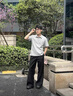 卡圖弛美式正肩boxy版型polo衫男夏季痞帥休閑短袖t恤情侶寬松半袖上衣 白灰色 XL 曬單實拍圖