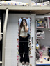 FSHE黑色微喇牛仔褲女春夏加絨大碼胖mm彈力顯瘦梨型身材闊腿馬蹄褲子 黑色【長(zhǎng)褲】 S 曬單實(shí)拍圖