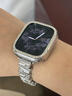 表帶哥適用蘋果手表表帶apple watch S10不規(guī)則金屬鑲鉆夏天夏季透氣iwatchs10手鏈男款配銀保護殼46MM 曬單實拍圖