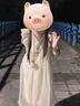 樂卡利白色連衣裙子女法式小飛袖夏季2025新款清純小個子甜美公主長裙 杏色小飛袖寬松雙層連衣裙 S 75-90斤 曬單實拍圖