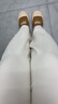 MsShe【垂感坑條針織闊腿褲】大碼女裝2025秋季胖mm寬松加長(zhǎng)褲子 A款-淺杏色現(xiàn)貨 3XL 曬單實(shí)拍圖