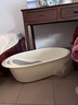 BABY VIEW嬰兒洗澡盆加厚加大兒童小孩寶寶浴盆泡澡洗衣塑料沐浴桶可坐可躺 奶白色-特大號 曬單實(shí)拍圖