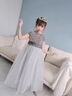 乖奇奇（ALERTCHYCHY）兒童禮服公主裙花童婚紗小女孩生日主持人高端女童鋼琴演出服大童 灰色長(zhǎng)款無(wú)袖01-C2 130cm(130cm) 曬單實(shí)拍圖