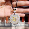 老凰祥足銀999描金圓牌實(shí)心吊墜項(xiàng)鏈男女純銀吉言平安喜樂招財(cái)禮 百福吊墜約18克+證書+禮盒 曬單實(shí)拍圖