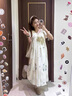 哆韻魅肖曉笑夏天新款孕婦裝韓版寬松長(zhǎng)款甜美刺繡碎花小清新懷孕連衣裙 米白花色 M 曬單實(shí)拍圖