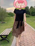 SUSTYLE奢侈高端品牌女裝連衣裙女夏季新款小個子氣質(zhì)洋氣減齡別致顯瘦裙 駝配咖啡 M 曬單實拍圖