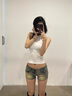 讓霧牛仔短褲夏季女褲子夏季外穿辣妹薄款百搭熱褲顯瘦小個(gè)子緊身包臀 辣妹低腰牛仔超短褲 M 【建議85-95斤】 曬單實(shí)拍圖