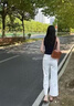 DGOV白色九分褲女夏季薄款2025年新款顯瘦高腰小個(gè)子窄版闊腿褲子女 白色 S 【80-95斤】 曬單實(shí)拍圖