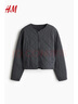 H&M2025年夏季新款女裝時尚休閑休閑棉質(zhì)絎縫夾克1264166 深灰色 M 165/96 曬單實拍圖