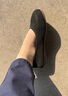 爾山集工作鞋軟底舒適上班平底鞋百搭飛織鏤空豆豆鞋圓頭淺口百搭女鞋 黑色 37 曬單實(shí)拍圖