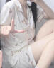 韞舜夏季短袖短褲睡衣女ins風卡通可愛小熊學生春家居服休閑睡衣 字母熊XL（110-130斤） 曬單實拍圖