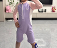 美津濃（MIZUNO）兒童泳衣女童連體訓(xùn)練速干男孩長袖防曬沖浪速干泳裝夏3416紫130 曬單實拍圖