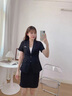 紫魅俏短袖西裝套裝女神范夏季薄款氣質(zhì)職業(yè)裝大學(xué)生經(jīng)理面試西服工作服 單件  藏青西裝 3XL 曬單實(shí)拍圖