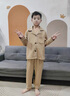 G.DUCKKIDS男童睡衣春秋冬款中大兒童三層空氣夾棉家居服套裝加厚男孩冬季潮 咖色 cm 140 曬單實(shí)拍圖