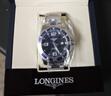 LONGINES全新瑞士浪琴康卡斯系列藍(lán)盤自動機械潛水陶瓷圈男表 L3.841.4.96.6藍(lán)盤鋼帶 44mm 曬單實拍圖