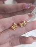 中國黃金（CHINA GOLD）蝴蝶結(jié)黃金耳釘女款足金在逃公主直針耳飾品情人節(jié)生日禮物送女友 蝴蝶結(jié)耳釘 約1g 曬單實(shí)拍圖