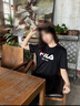 FILA 斐樂官方男女同款針織T恤2025年夏季純棉寬松休閑情侶短袖t恤 曬單實(shí)拍圖