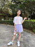 小豬彼特女童速干運(yùn)動(dòng)套裝兒童夏季冰絲短褲跑步健身女孩大童夏裝兩件套薄 9852短袖+18410紫色 150 cm 曬單實(shí)拍圖