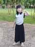 女童POLO衫套裝夏季2025新款潮兒童休閑夏裝女孩牛仔闊腿褲兩件套 套裝【T恤+褲子】 140 曬單實拍圖