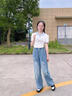 女童直筒牛仔褲春秋款2025新款兒童褲子春裝女孩大童闊腿褲初中生 藍(lán)色【夏季薄款上新啦】 150 曬單實(shí)拍圖