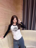 佐敘美式復(fù)古插肩長(zhǎng)袖t恤女2025秋季新款寬松正肩設(shè)計(jì)感小眾打底衣服 白色 L （110-140斤) 曬單實(shí)拍圖