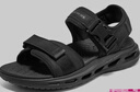 斯凱奇（Skechers）輕質(zhì)魔術(shù)貼涼鞋舒適外穿沙灘鞋軟底露趾涼拖 全黑色/BBK 41 曬單實(shí)拍圖