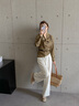 妙麗（Millies）品牌小眾瑪麗珍鞋女坡跟真皮內(nèi)增高女鞋2025新款休閑百搭芭蕾單鞋 杏色 35 (225mm)  標(biāo)準(zhǔn)碼 曬單實(shí)拍圖