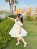 姣霓（joli）公主裙女童禮服小女孩蓬蓬裙兒童紗裙花童婚禮鋼琴演出服 白色短款 120 cm 曬單實(shí)拍圖