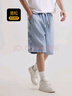 卡賓卡賓男裝 定制側邊棋盤(pán)格織帶牛仔休閑短褲潮流時(shí)尚 天藍色37  XL 曬單實(shí)拍圖