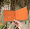 花虎短款折疊錢(qián)包牛皮撞色橫款大容量多卡位送禮男女士情人節禮物 風(fēng)衣色+橙色 曬單實(shí)拍圖