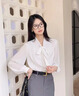佐敘蝴蝶結(jié)職業(yè)裝白色襯衫女2025春秋新款飄帶領(lǐng)長(zhǎng)袖寬松雪紡百褶上衣 白色 M （95-110斤） 曬單實(shí)拍圖