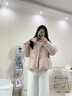 鴨鴨【都市靜奢系列】新中式羽絨服女短款冬季新款盤扣流蘇國風外套 粉色 M 曬單實拍圖