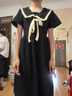 Baldauren女大童13初中學生裙子15夏裝新款小黑裙系帶娃娃領學院風法式長裙 S398 # 155 (M) 建議90-100斤 曬單實拍圖