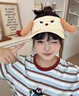YRYL耳朵可轉(zhuǎn)動卡通可愛小狗空頂帽女顯臉小太陽帽出游遮陽防曬帽 米色 奶兇小狗棒球帽甜妹/萌 加大加深(可調(diào)節(jié))53-60cm)超顯臉 曬單實拍圖