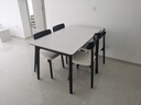 楒森意式黑色實(shí)木餐桌椅組合現代簡(jiǎn)約家用吃飯桌小戶(hù)型長(cháng)方形巖板餐桌 B款（實(shí)木薯片椅） 140m 一桌四椅 曬單實(shí)拍圖