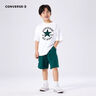 Converse匡威兒童裝男童t恤短袖短褲套裝夏季薄款女童夏裝中大童運動(dòng)2件套 G140純白色 150 /72 【建議身高140-152cm】 曬單實(shí)拍圖